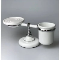 Стакан для зубных щеток с мыльницей Stil Haus Giunone G15M(03) настольный, хром/белый матовый