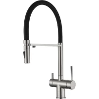 Смеситель для кухни Filarete FL3020NK с подключением к фильтру, гибким изливом, никель