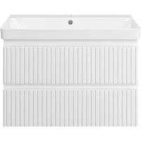 Тумба с раковиной Brevita Victory VIC-09080-0102Я + 11080-KL 80,5 см, подвесная, белый матовый