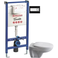 Комплект подвесной унитаз 40006460B + 40006460S + система инсталляции 40006356 + 40006366 Pestan Basic SET40006460DB