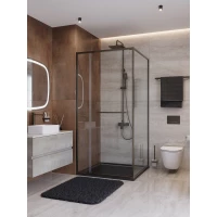 Душевой уголок Cezares Lux LUX-A-FS-11-100-C-GM 100x100 см, профиль оружейная сталь матовый, стекло прозрачное