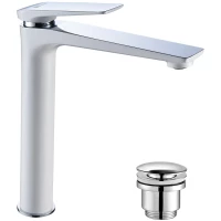 Смеситель для раковины Lemark Allegro LM5909CW с донным клапаном, хром/белый