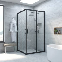 Душевой уголок Vegas Glass ZA NOVO h2000 120 02M 01 120x120 см, профиль черный матовый, стекло прозрачное