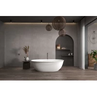 Ванна из литьевого мрамора Abber Stein AS9631 170x85 см, отдельностоящая, белый матовый