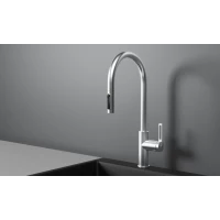 Смеситель для кухни Granula 8168, НЕРЖ CoolStart, с подключением к фильтру, выдвижным изливом, нержавеющая сталь