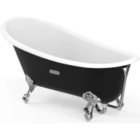 Ванна чугунная Roca Carmen 234250002 160x80 см, отдельностоящая, с антискользящим покрытием, черный