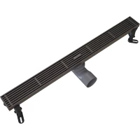 Душевой трап (лоток) Knotlor Storm SDRW0600LGM 60 см, с решеткой, перфорированный, вороненая сталь