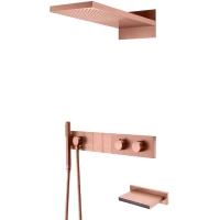Душевой комплект Boheme Zodiac 133-2-CB 230 мм, с термостатом, медь матовая