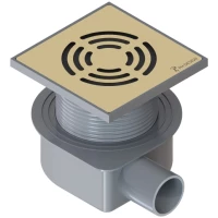 Душевой трап Boheme Smart Design 984-10-G 100x100/50 мм, с решеткой, перфорированный, золотой