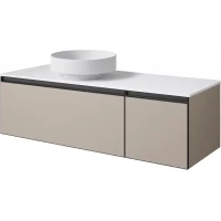 Тумба с раковиной Armadi Art Quatro Daphne 790-M2-140-D-A + 792-140-W + 801-MW 141 см L, подвесная, со столешницей, бежевый матовый