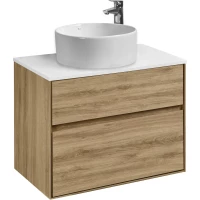 Тумба с раковиной дуб эльвезия/белый глянец 74,5 см Акватон Либерти 1A2795K2LY010