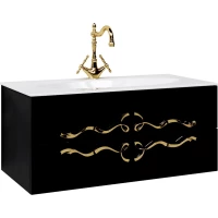 Тумба с раковиной черный глянец 100 см Clarberg Due Amanti DUE0110BLK + EL.10.04.D + DUER8GL