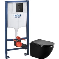 Комплект подвесной унитаз Abber Bequem AC1100MB + система инсталляции Grohe 38811kf0