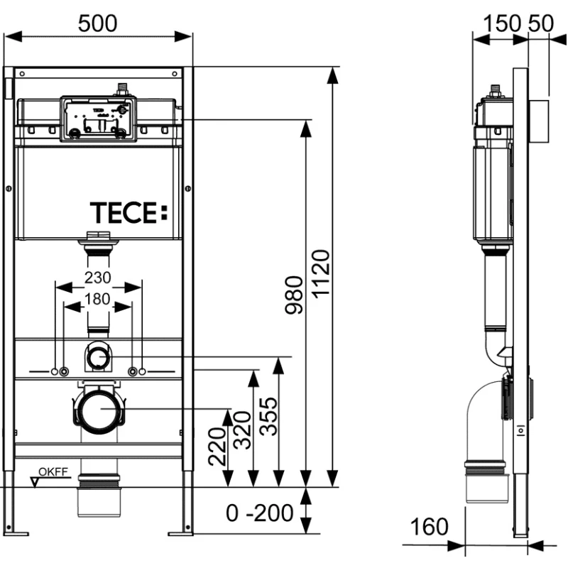 Монтажный элемент для подвесного унитаза + смывная клавиша Tece TECEloop 2.0 глянцевый хром K440921