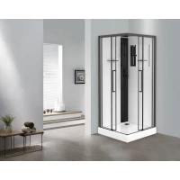 Душевая кабина Esbano Muse ESM-90CKR ESKM90CKR 90x90x215 см, с крышей, низкий поддон, профиль черный матовый, стекло прозрачное