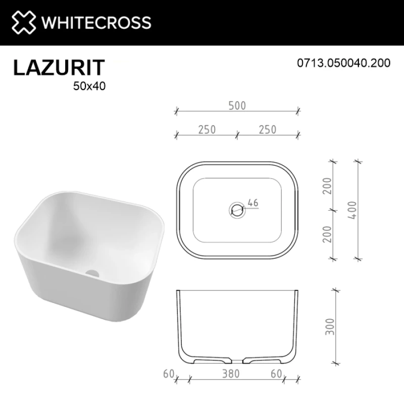 Раковина 50x40 см Whitecross Lazurit 0713.050040.200