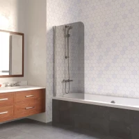 Шторка на ванну Vegas Glass EV LUX 75 08 07 L 75 см L, профиль хром, стекло графитовое