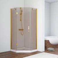 Душевой уголок Vegas Glass AFA-Pen NOVO 110 03 05 L 110x110 см L, профиль золотой матовый, стекло бронза