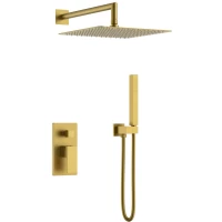 Душевой комплект Boheme Qubic 474-3-BR 300 мм, со смесителем, бронза