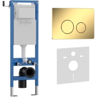 Инсталляция для унитаза Iberica Blanca Silencio Mini Inox-O IB.001M.816 с кнопкой смыва, золотой