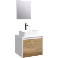 Комплект мебели белый глянец/дуб балтийский 61 см Aqwella 5 Stars Mobi MOB0106W + MOB0706DB + 641945 + SM0206