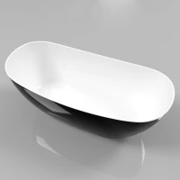 Ванна из литьевого мрамора Whitecross Onyx C 0206.160075.10100 160x75 см, отдельностоящая, белый глянец/черный глянец