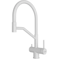 Смеситель для кухни Paulmark Rubert Ru213175-WH с подключением к фильтру, гибким изливом, белый матовый