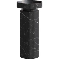 Раковина Boheme Sole Corian Nero Marquina 801-R-NM + 801-Base-Rib-NM 40x40 см, напольная, черный мрамор