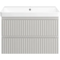 Тумба с раковиной Brevita Victory VIC-09080-0302Я + 11080-KL 80,5 см, подвесная, серый кашемир матовый