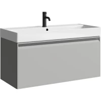 Тумба с раковиной Aqwella 5 Stars Pure PUR0110ST + 4610119205164 100 см, подвесная, серый туман матовый