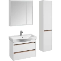 Комплект мебели белый глянец/дуб эндгрейн 80 см Акватон Нортон 1A248901NT010 + 1WH302422 + 1A249202NT010