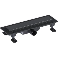 Душевой трап (лоток) Good Door ТЛ00037 35 см, с решеткой, 2 в 1 под плитку, черный матовый