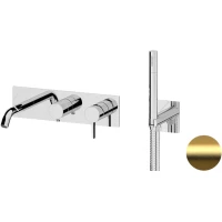 Смеситель для ванны Remer Metrica MC53D2BG встраиваемый, с душевым гарнитуром, золотой матовый