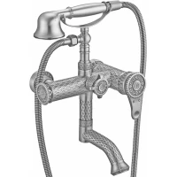 Смеситель для ванны Zorg Antic A 400W-SL с душевым гарнитуром, серебро