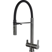 Смеситель для кухни Zorg SZR-3030 GRAFIT с подключением к фильтру, гибким изливом, графит