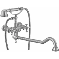 Смеситель для ванны Zorg Antic A 7001WDN-SL универсальный, с душевым гарнитуром, серебро