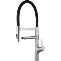 Смеситель для кухни Zorg SZR-1010 с подключением к фильтру, гибким изливом, нержавеющая сталь