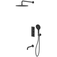 Душевой комплект Whitecross Y YSET11TOPBL 300 мм, с термостатом, черный матовый