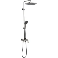 Душевая система Gappo G2428-9 380x250 мм, со смесителем, оружейная сталь