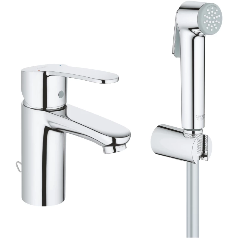 Смеситель для раковины с гигиеническим душем с цепочкой Grohe Eurostyle Cosmopolitan 23953003 Смеситель для раковины с гигиеническим душем с цепочкой Grohe Eurostyle Cosmopolitan 23953003