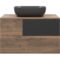 Тумба под раковину Misty Коломбо П-Кол-01080-074П 80,4 см, подвесная, со столешницей, дуб галифакс/антрацит матовый