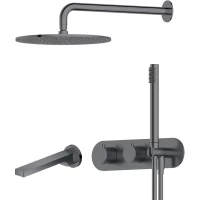 Душевой комплект Feramolli Dante GSD3S 300 мм, с термостатом, графит матовый