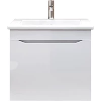 Тумба под раковину Vigo Grani tp.GRI.ELI.60.1Y 46 см, подвесная, белый глянец/белый матовый