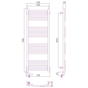Изображение товара полотенцесушитель электрический 1200x400 мэм левый сунержа аркус 2.0 00-5604-1240