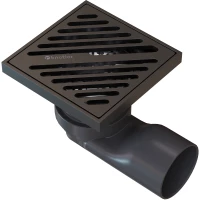 Душевой трап Knotlor Storm SDSL100GM 100x100/50 мм, с решеткой, перфорированный, вороненая сталь