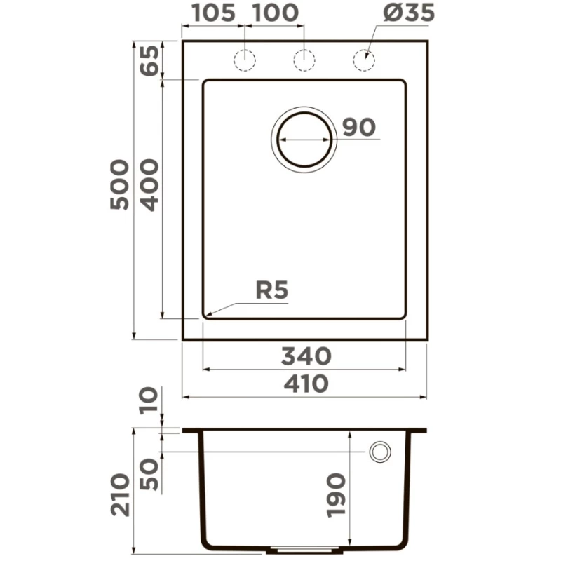 Кухонная мойка Artceramic Omoikiri Bosen 41A-GB графит 4993812