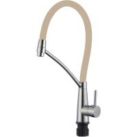 Смеситель для кухни Fmark FS8255A-12 с гибким изливом, хром/бежевый