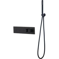 Термостат для ванны Boheme Fusion 131-SYS-B встраиваемый, с душевым гарнитуром, черный матовый