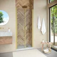 Душевая дверь Vegas Glass E2P NOVO 85 03 crystalvision 85 см, профиль золотой матовый, стекло прозрачное