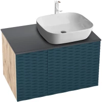 Тумба с раковиной дуб веллингтон/бриз матовый 80 см Grossman Альба 108012 + GR-3020